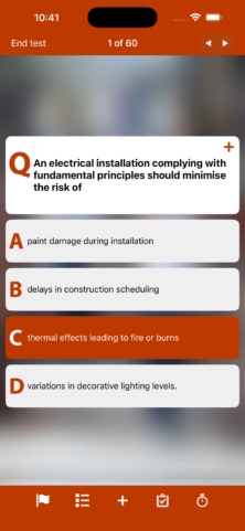 iPassPro Electrical Wiring exam question showing 1 of 60