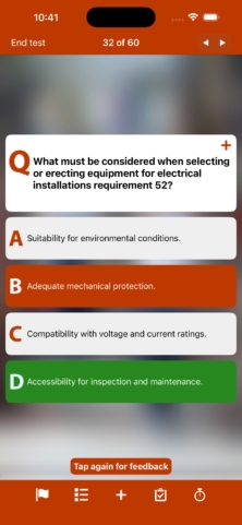iPassPro Electrical Wiring question screen with the tools toolbar along the bottom