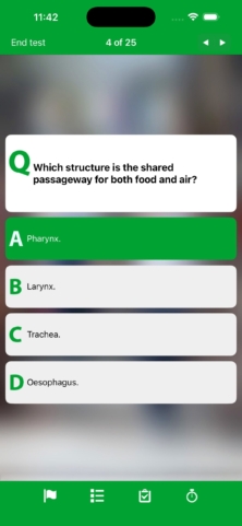 Diet and nutrition practice test question showing 4 of 25